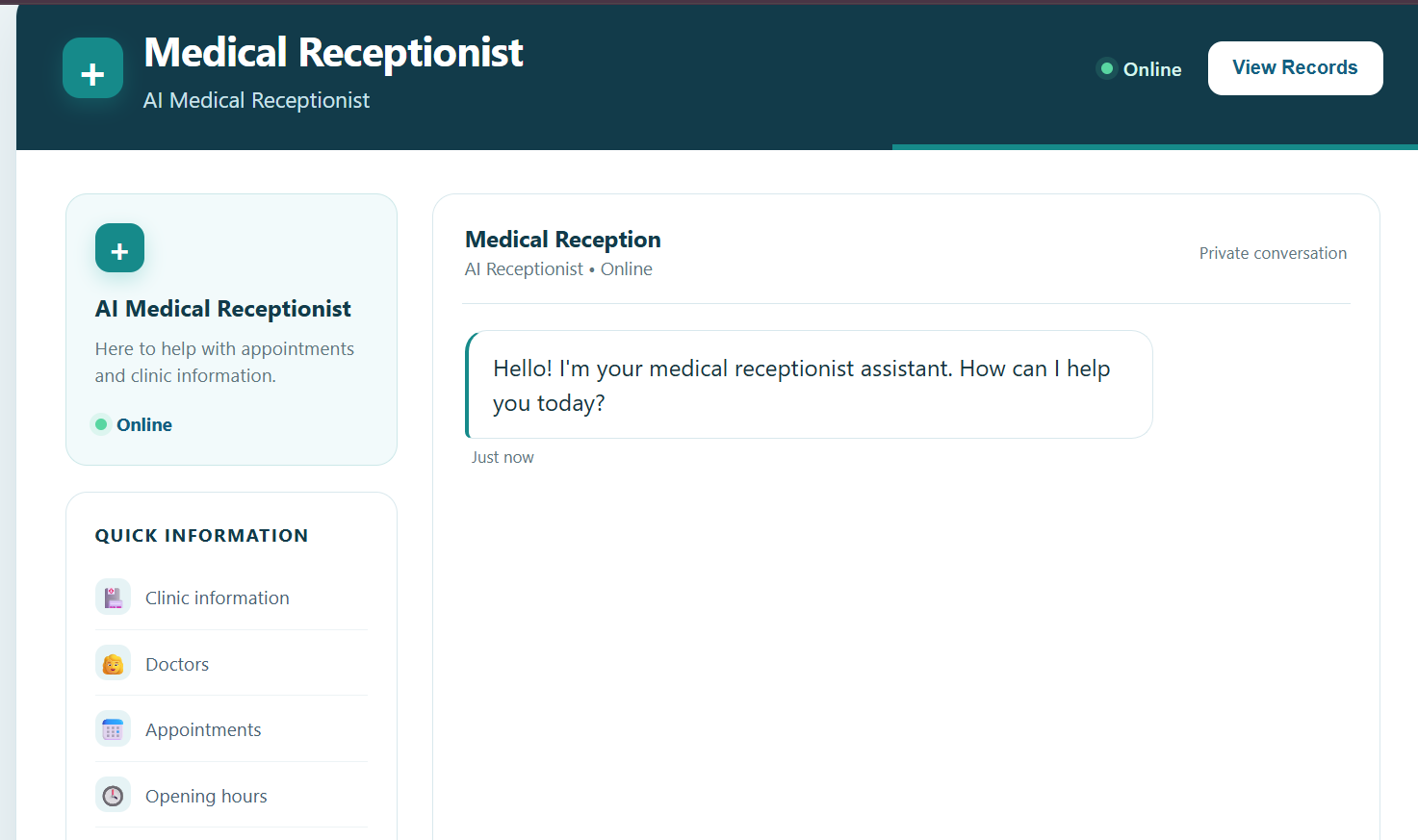 Medical Receptionist Voice Agent